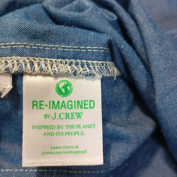 J.Crew Shirt Mens Re-Imagined Blue Short Sleeve Button-Up Front Pockets Size L - Picture 5 of 9